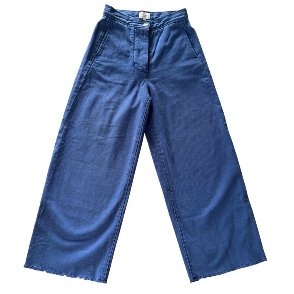 Wilfred Blue High Waist Wide Leg Chic Cotton Pants Minimalist Aritzia Size 2
